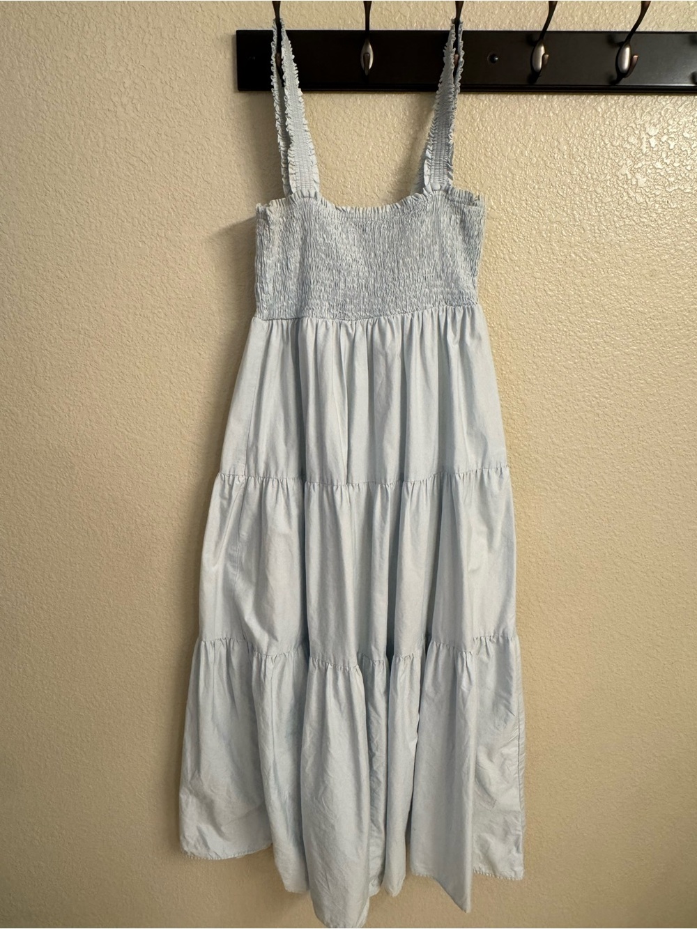 Zara Light Blue Tiered Smocked Sundress